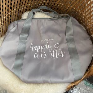 NWOT Gray Wedding Travel Duffel Bag